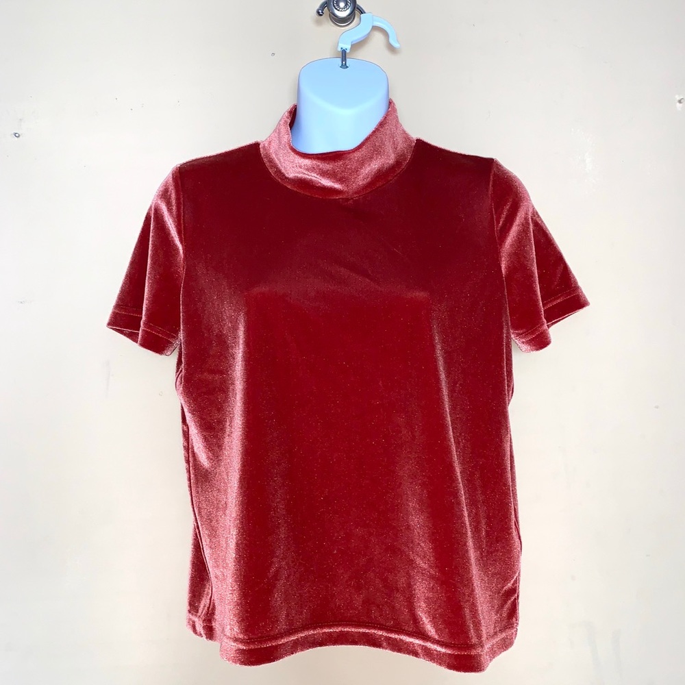 Madewell velour mockneck tee burnt orange nwot